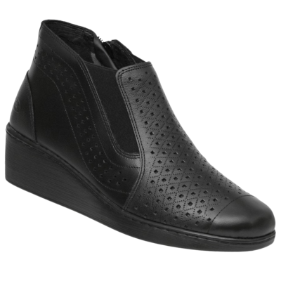 Romulo Bota Cuero Negro Mujer Ref 6345
